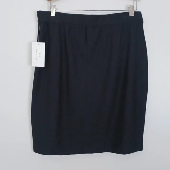✨3/$25✨  NWT - Halston Black Stretch Faux Wrap Skirt - M - Picture 2 of 8